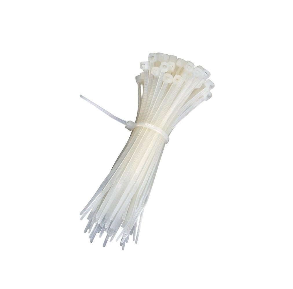 Nylon Cable Zip Ties 200mm White (100pcs)