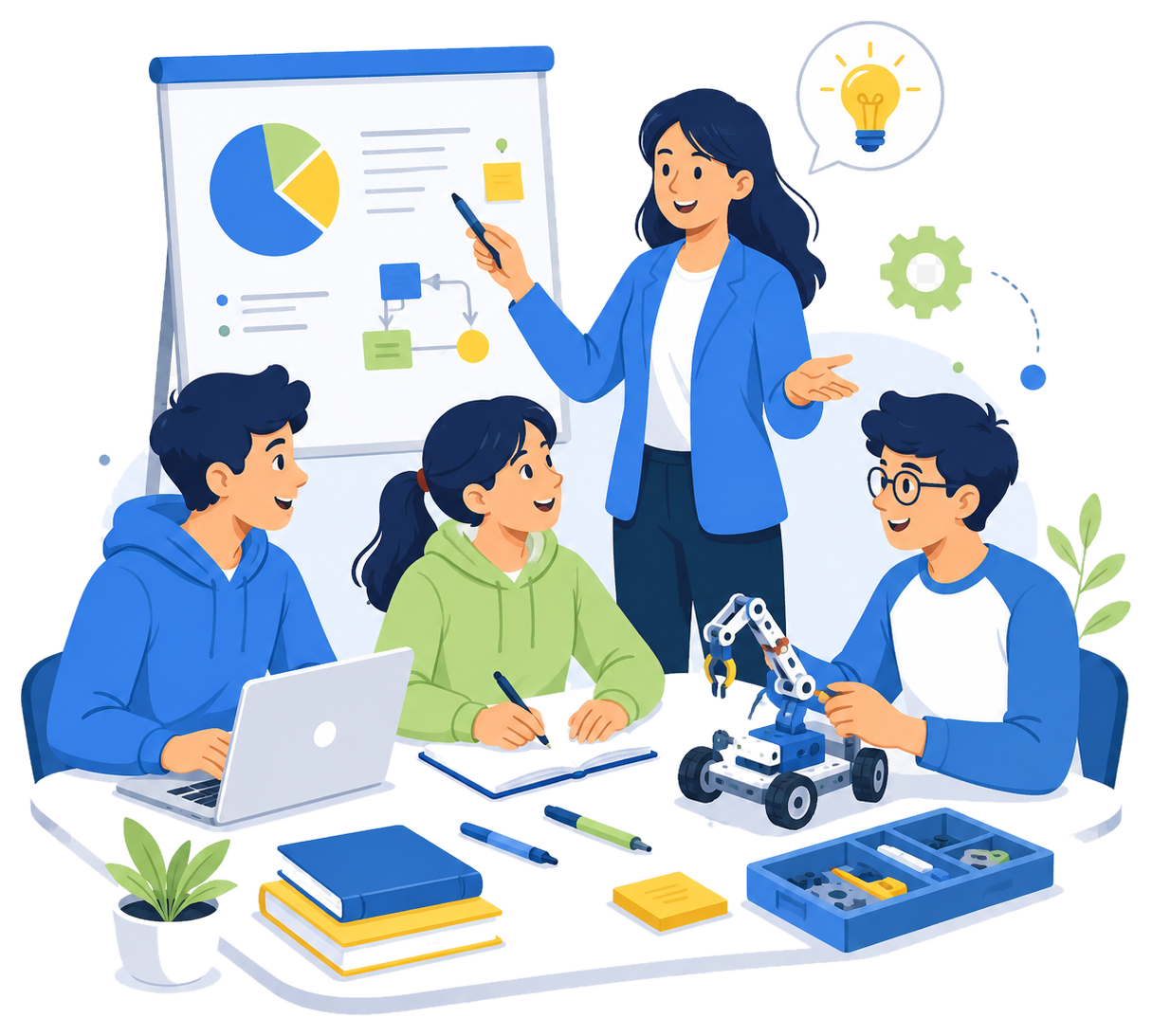 Students and young professionals joining hands as a Make Labs team